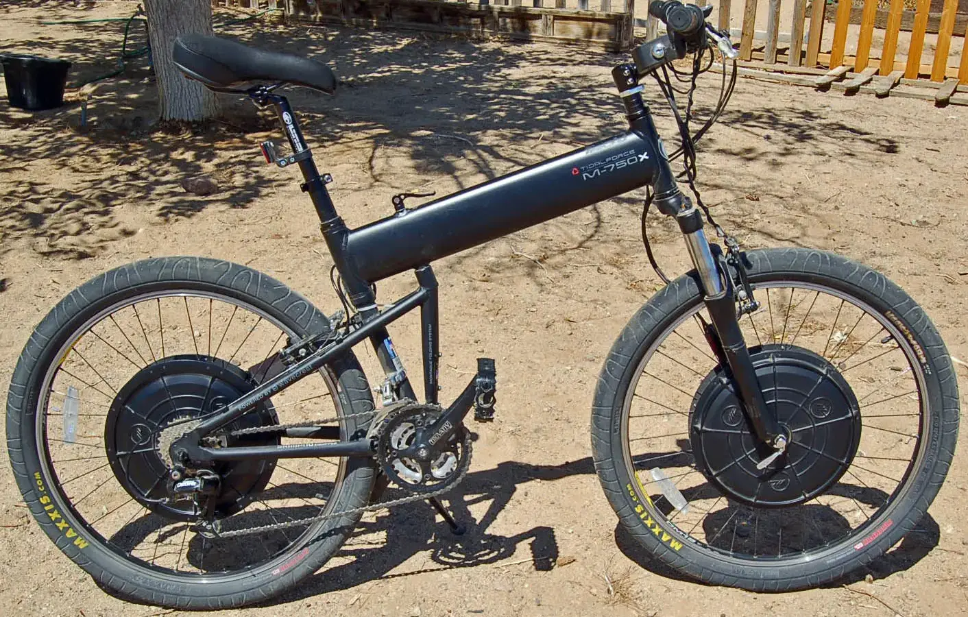 A real TidalForce M-750x electric bicycle with large hub motors on both wheels